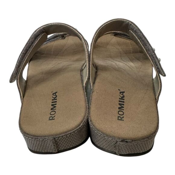 Romika Fidschi Taupe Bronze Metallic Slide Triple Buckle Sandals 37 6  6.5 - Picture 5 of 6